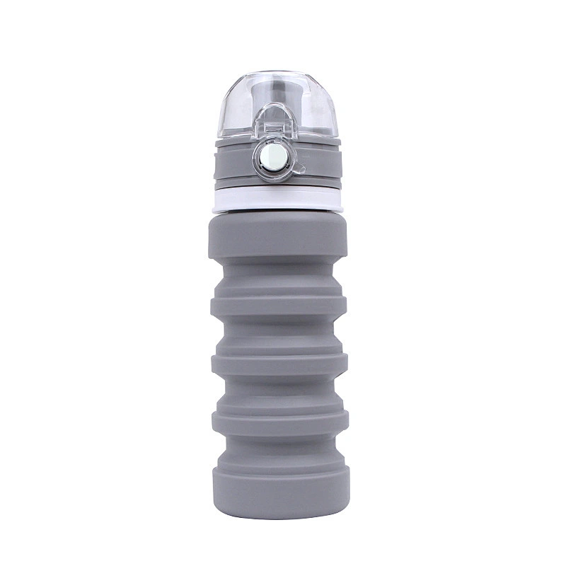 Promotional 500ml foldable bottle Food grade BPA free for travel gym camping hiking portable Leak Proof siliocne water bottle
