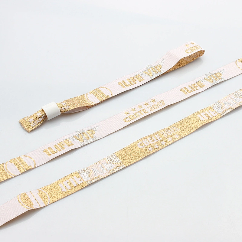 Custom advertise  logo polyester fabric festival one-time use slide lock wristband