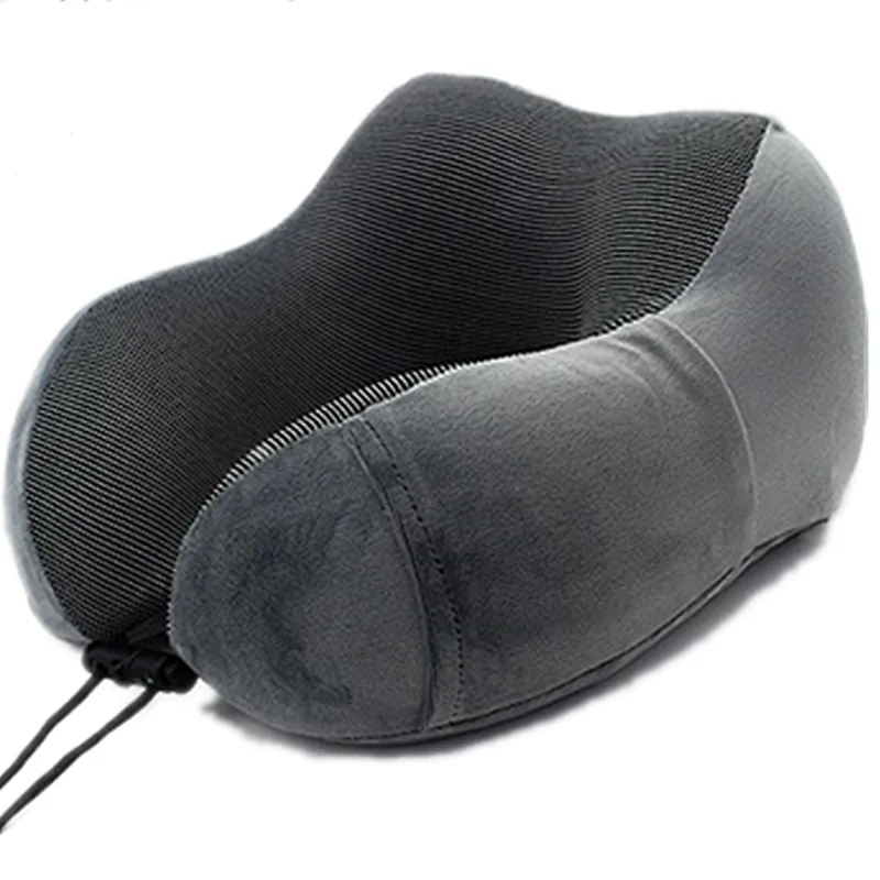Memory U-shaped neck guard pillow with buckle cervical slow recovery neck pillow plush office nap pillow