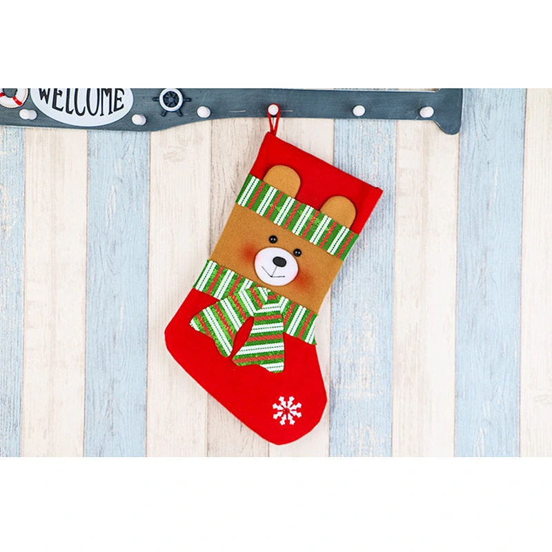 Wholesale 2020 hot selling New Year Santa Snowman Christmas socks cloth gift Plush Candy Bags