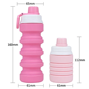 customizable 300ml Foldable water bottle Food grade BPA free portable sport cycling hiking silicone water bottle