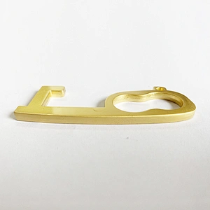Custom Contactless Portable Zinc Alloy Brass Color EDC Tool Hygiene Hand Door Opener Keychain