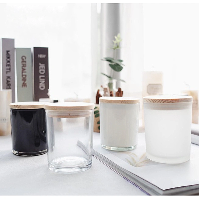 Hot Sale Custom Logo 315ml DIY Plain  Scented Candles Glass Jar Wholesales  Home Wedding Decoration Candle Jar  with Wood Lid
