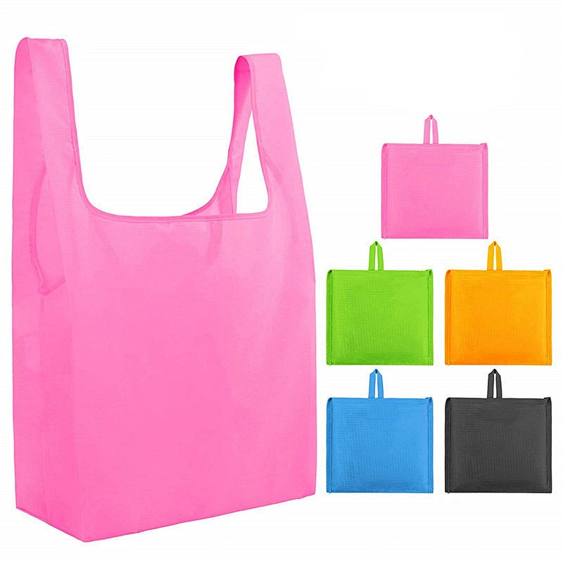 Promotional gift oxford fabric waterproof environmental storage portable folding bag vest shopping bag