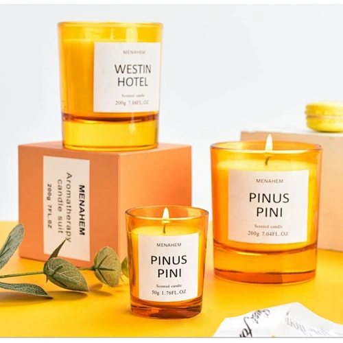 New Design  215ml  Scented Candles Glass Jar Empty Storage Container Wholesale DIY Glass Jar Scented Candles Flame ColoredJar