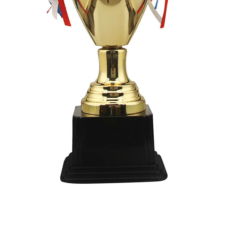 Hot sell Custom logo Golden classic metal trophy cup  plastic bottom custom size shape competition souvenir trophy cup