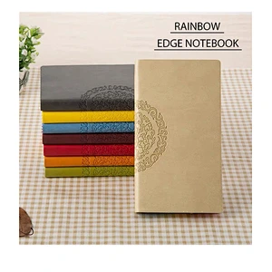 Soft PU Cover Customized Stamped Logo A5 A6 Creative Rainbow Edge Multi-color Promotional notebooks