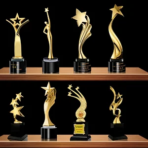 High qualityCustom logo Own Design golden trophy resin star trophy resin souvenir promotion trophy