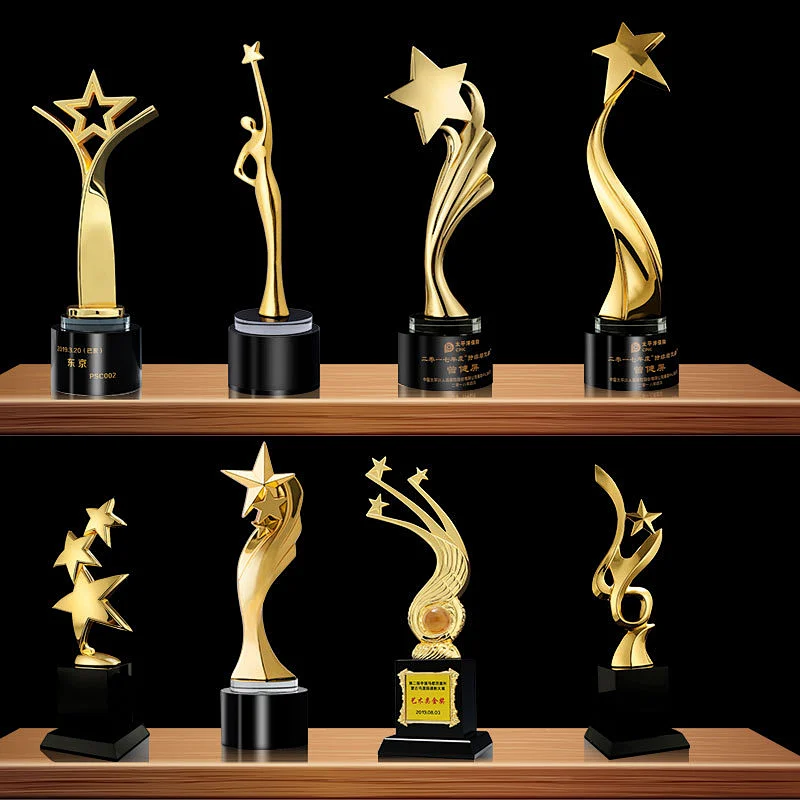 High qualityCustom logo Own Design golden trophy resin star trophy resin souvenir promotion trophy