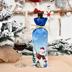New Christmas decoration wine set creative cartoon printing Santa Claus wine cover