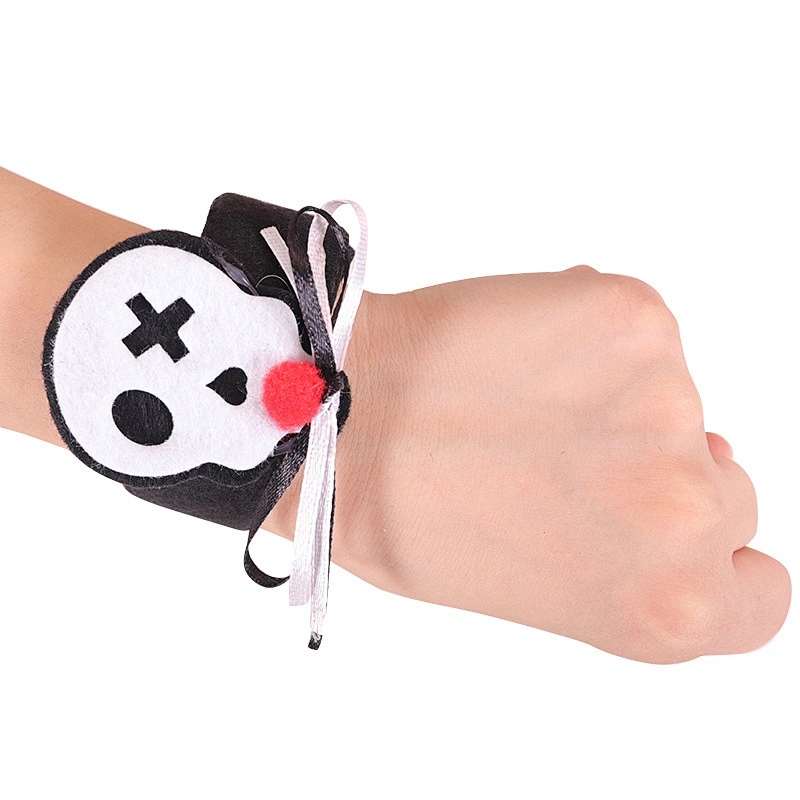 Halloween Felt Skulls Wrist Slap-ring gift Pumpkin Bat Ghost Bracelet  Wristband Halloween Party Decorations For Kids