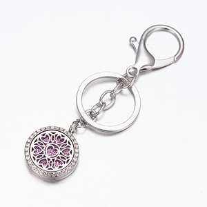 Fashion Stainless Steel Aromatherapy Keychain Hot Sale  Keychain Wholesale OEM Essential Oil Diffuser Gift