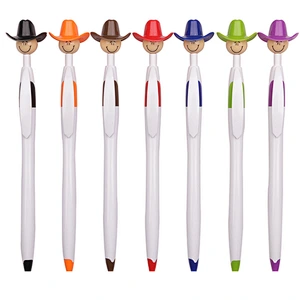 Plastic ballpoint toy cowboy hat pen, creative student advertising pen, customizable logo pen