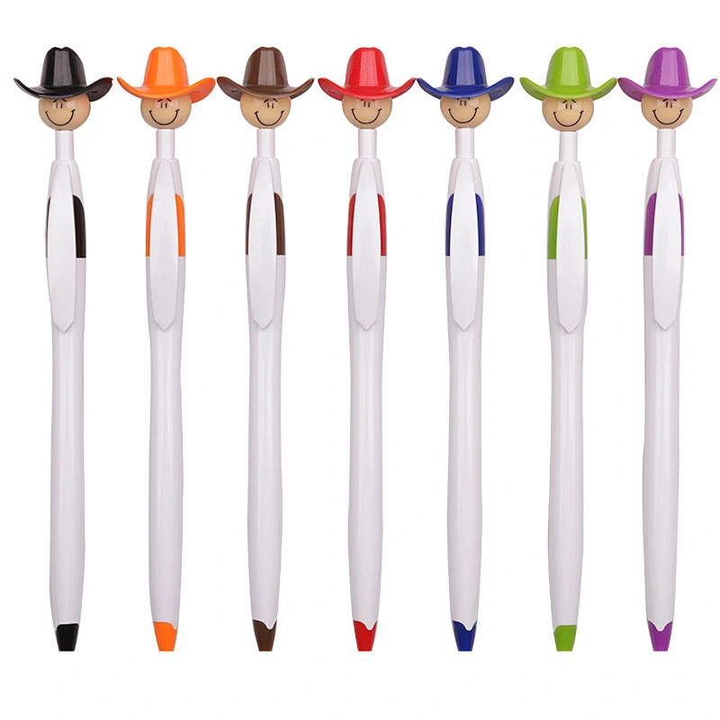 Plastic ballpoint toy cowboy hat pen, creative student advertising pen, customizable logo pen
