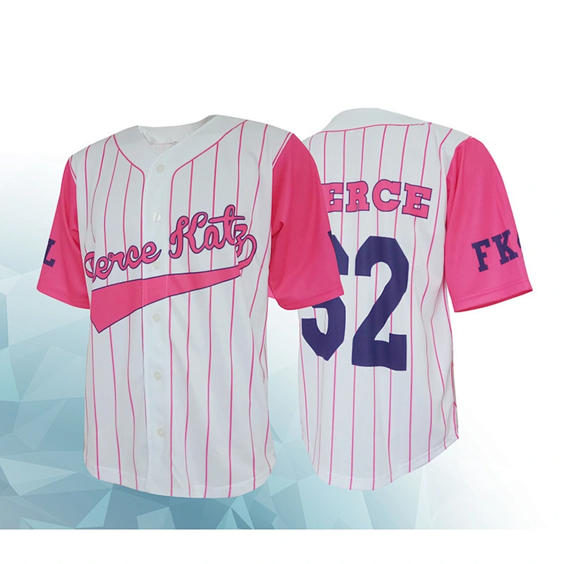 Hot sell Custom made sublimation  Embroidery 100% polyester V-neck casual Baseball jersey