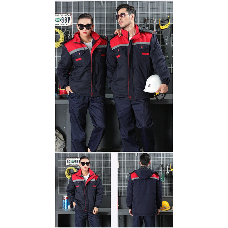 Reflective cotton-padded clothes for men and women thicken wear-resistant engineering uniform custom winter work clothes