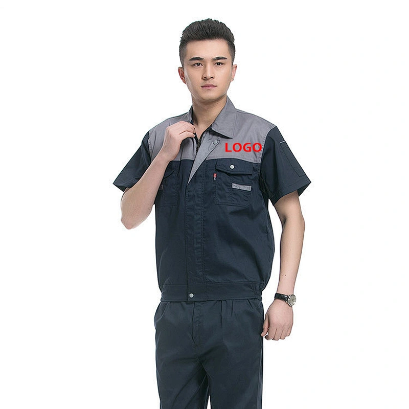 Hot sell  custom Short Sleeve Cotton workshop Supermarket advertising working out clothes set