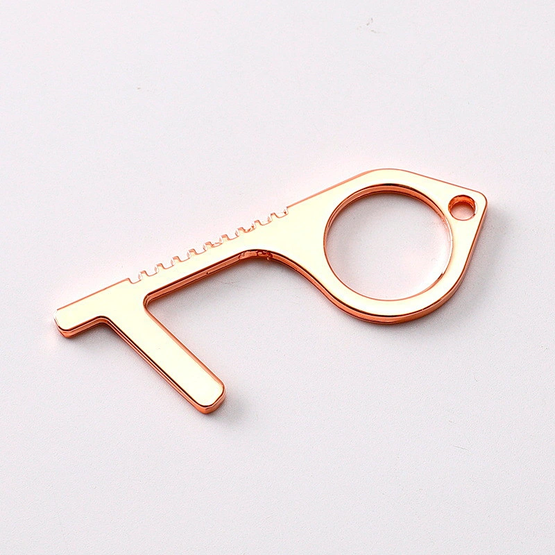 Custom Hot selling Portable Safety Hand Protection Zine Alloy Door Hands Free Opener No touch Keychain