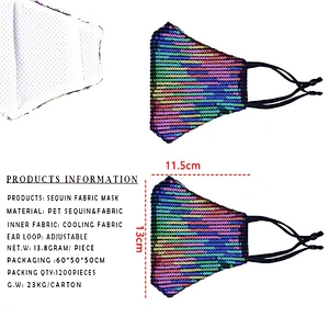 Promotional items Fashion sequin fabric Ma sk Washable extra soft breathable ma sk adjustable ear loop
