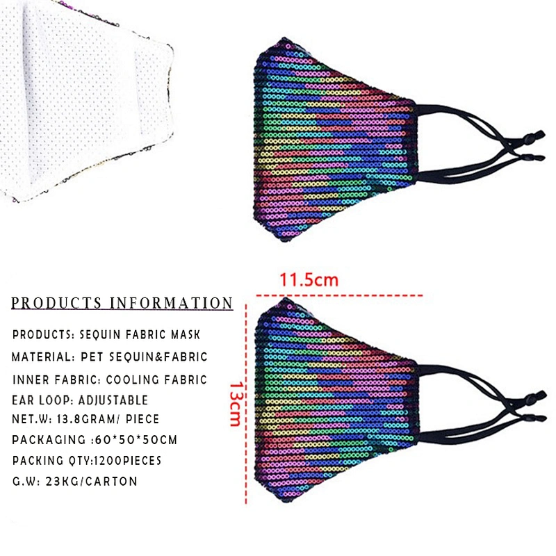Promotional items Fashion sequin fabric Ma sk Washable extra soft breathable ma sk adjustable ear loop