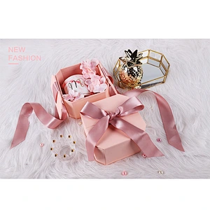 Gift box packaging luxury paper pink paper bagsPresent tea  color box Accept custom Printing logo