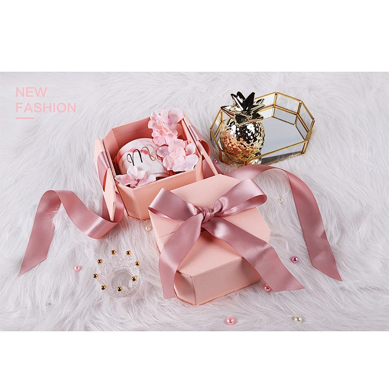 Gift box packaging luxury paper pink paper bagsPresent tea  color box Accept custom Printing logo