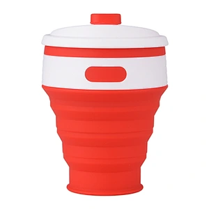 Custom brand Temperature Resistance Eco-friendly Foldable silicone Coffee Cups Reusable food grade Silicone tumbler with lid