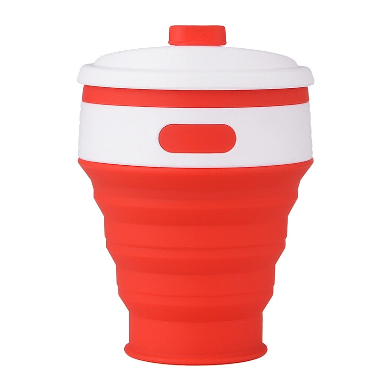 Custom brand Temperature Resistance Eco-friendly Foldable silicone Coffee Cups Reusable food grade Silicone tumbler with lid