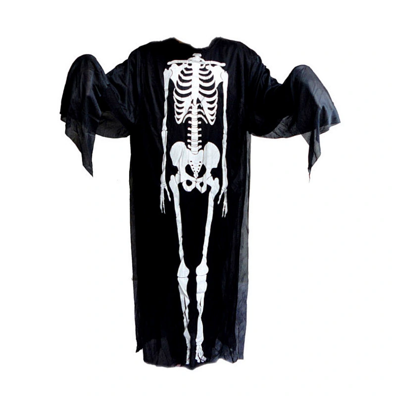 wholesale custom  halloween Prank party  costumes children and adults Scared Skull skeleton cloak with face cover