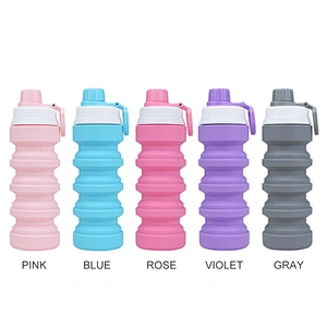 customizable 300ml Foldable water bottle Food grade BPA free portable sport cycling hiking silicone water bottle