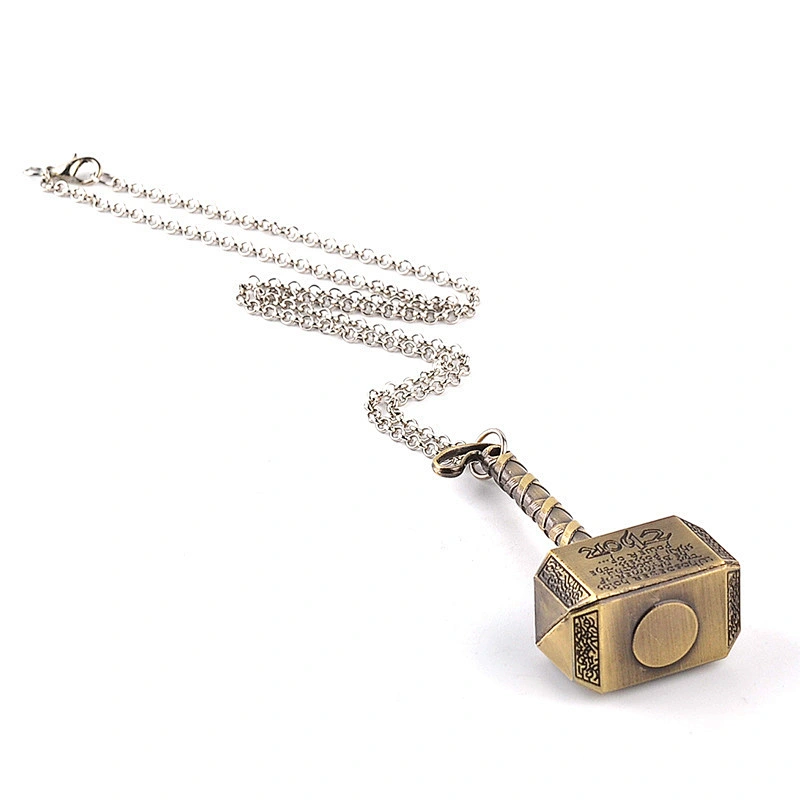 Fashion  High quality Design Thor Hammer metal key chain promotion gift Men Metal Weapon Pendant Necklaces