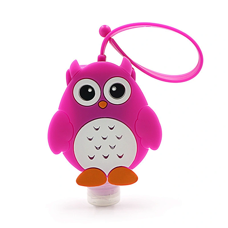 3D Key chain lanyard carton portable silicone 30ml bottle holder hand sanitizer gel silicone gel case holder