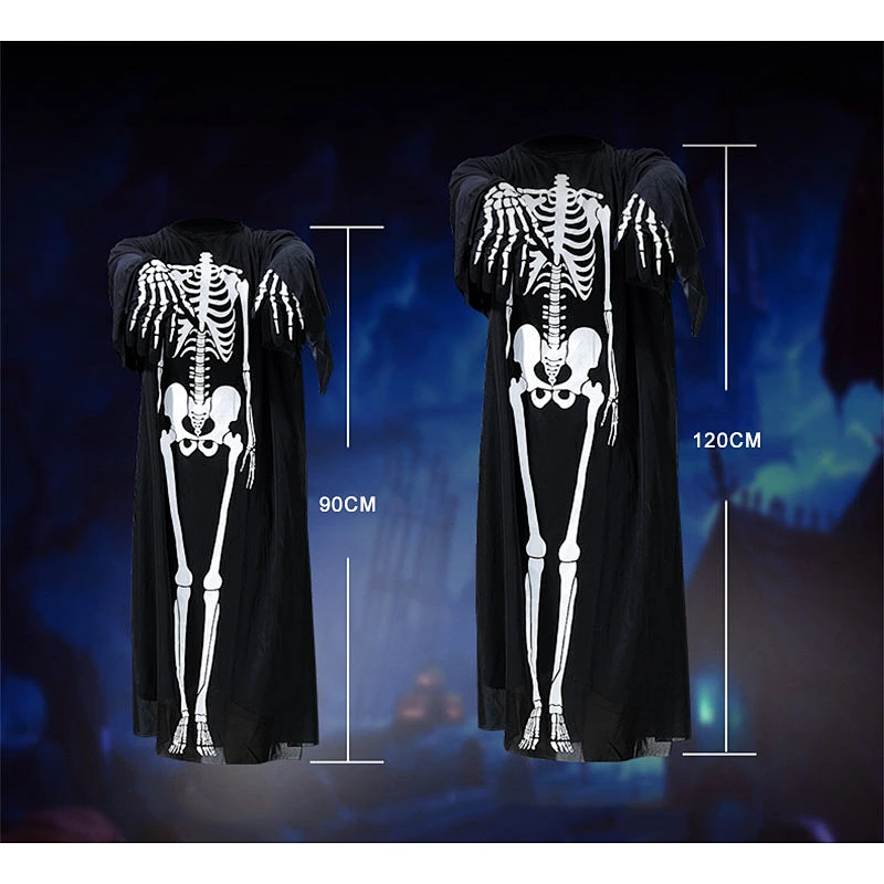 wholesale custom  halloween Prank party  costumes children and adults Scared Skull skeleton cloak with face cover