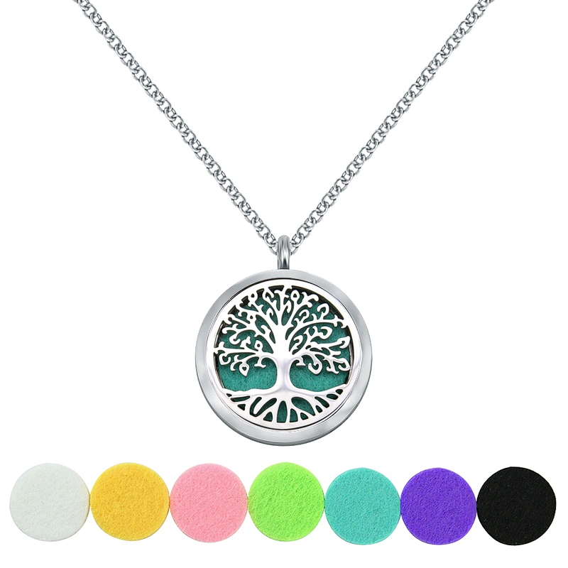 Tree of life essential oil pendant necklace aromatherapy diffuser necklace locket pendant  engraved words