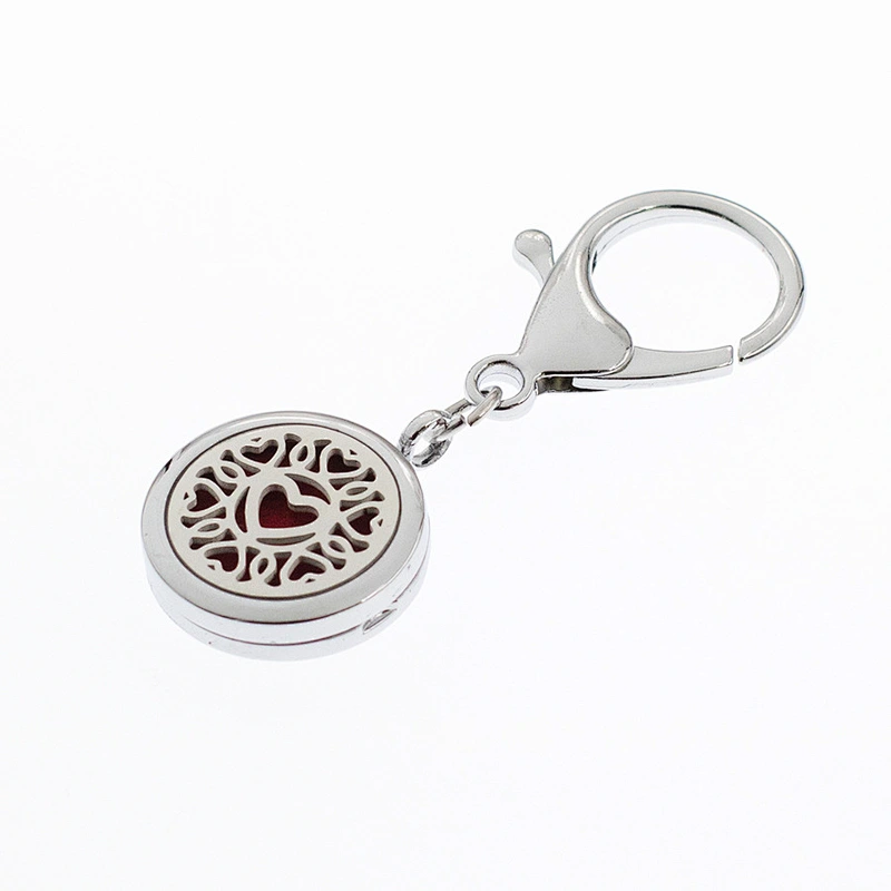 custom logo Best Quality stainless steel Life  tree  Essential oil diffuser  keychain  With cotton fleexe