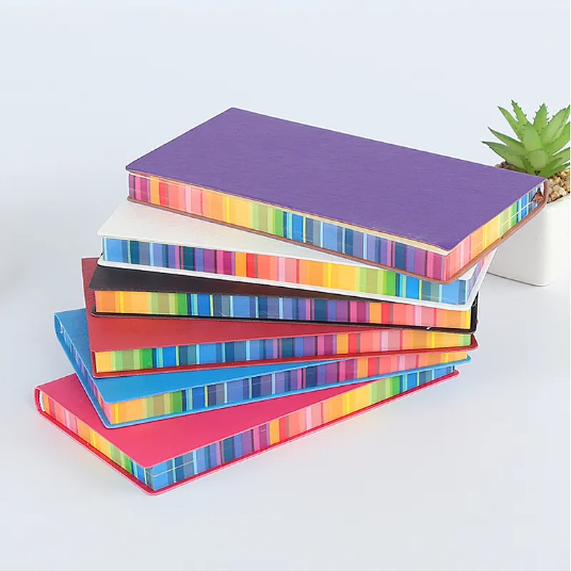 Soft PU Cover Customized Stamped Logo A5 A6 Creative Rainbow Edge Multi-color Promotional notebooks