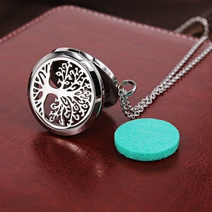 Tree of life essential oil pendant necklace aromatherapy diffuser necklace locket pendant  engraved words
