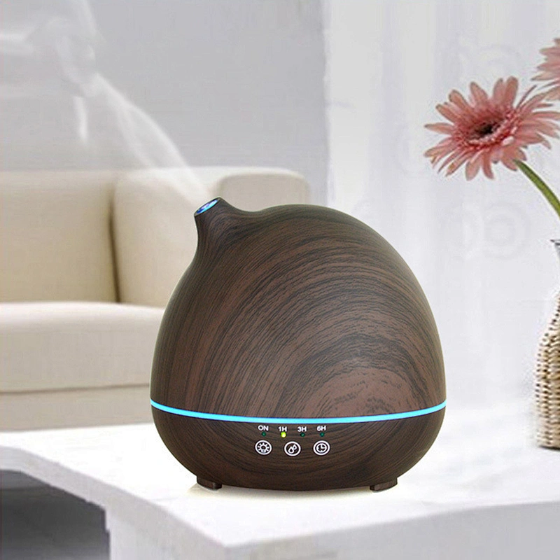 custom electronic ultrasonic aromatherapy with timer wood grain 7 colosr LED  aroma diffuser