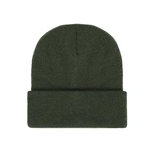 100% Acrylic knitting beanie embroidery winter hat custom logo OEM brand promotional items