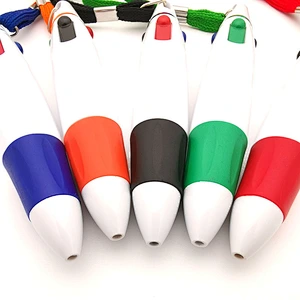 Multi - color ballpoint pen to prevent the loss  four - color ballpoint pen with hanging rope advertising ballpoint pen