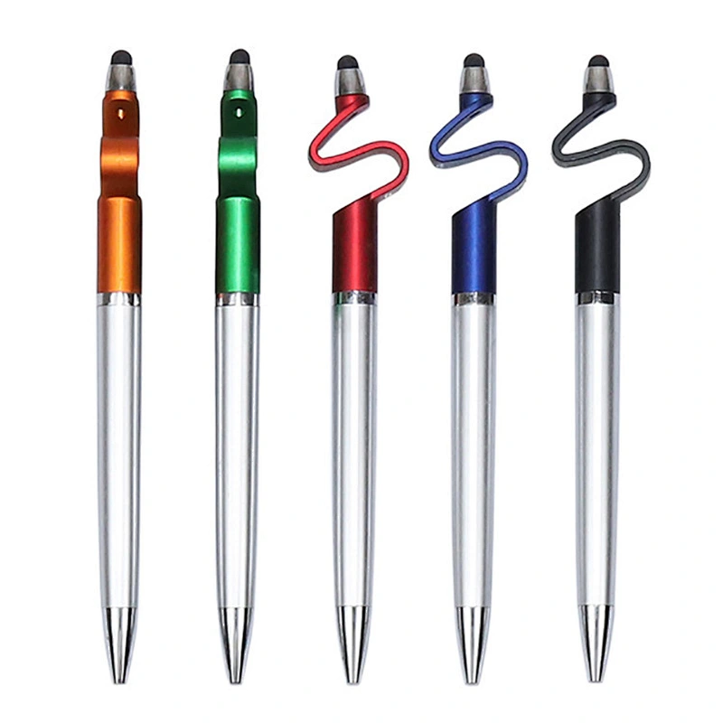 Promotional advertising pen customized logo multi-function touch screen ballpoint pen with mobile phone stand capacitive pen