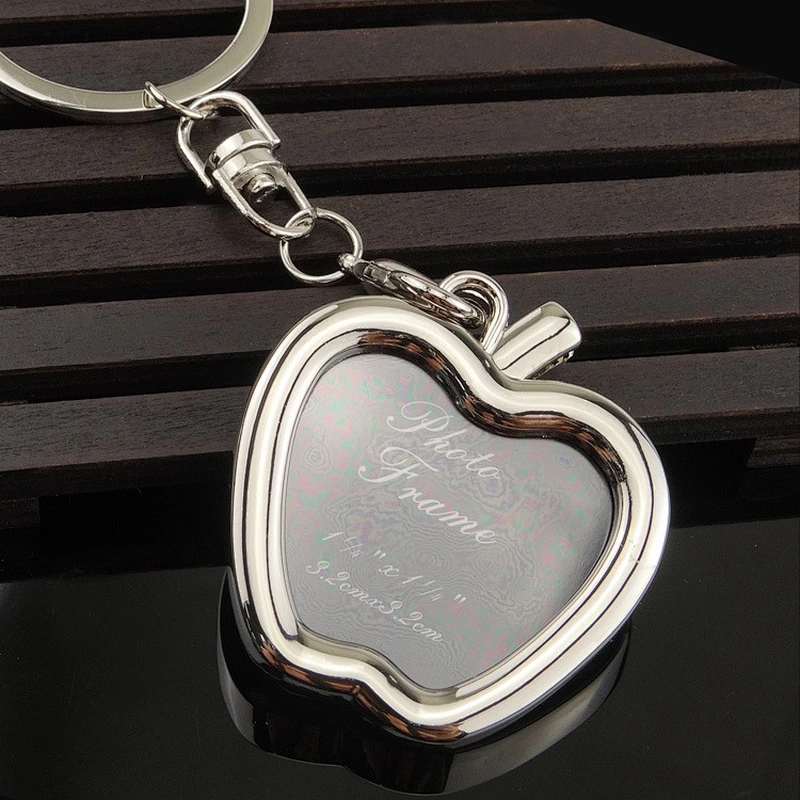 Hot Sale Promotional Gift Mini Metal Key Chain High Quality Photo Frame Engraving Logo Souvenir Memory Sliver Color Key Chain