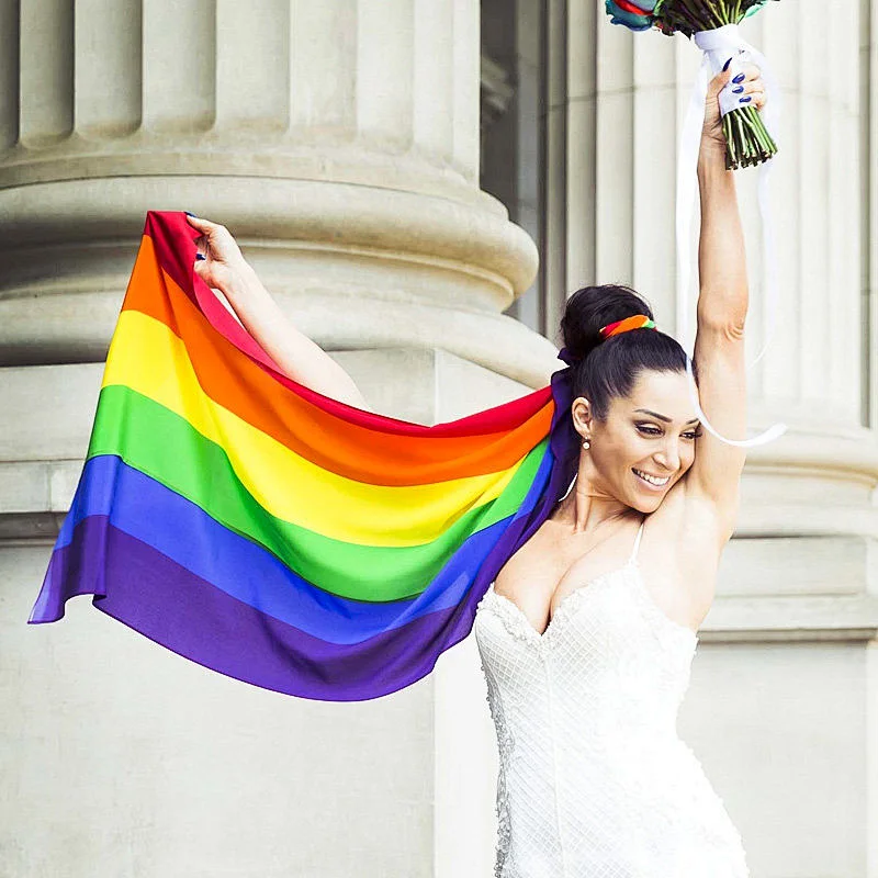 Hot sale promotion  digital printing Handheld rainbow flag Peace Flags Banner hang LGBT flag