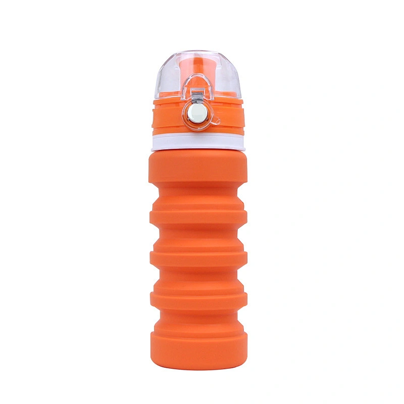 Promotional 500ml foldable bottle Food grade BPA free for travel gym camping hiking portable Leak Proof siliocne water bottle