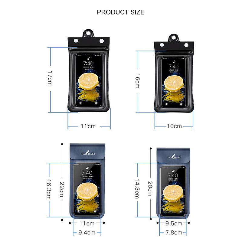 Hot sale custom waterproof sealed beach rafting snorkeling cover touch screen universal mobile phone cover pouch