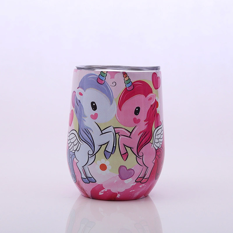 Double Wall Egg Shape Stainless Steel 304 mugs with Lid Vacuum Insulated SS304 Drinking Sippy Tumbler