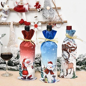 New Christmas decoration wine set creative cartoon printing Santa Claus wine cover