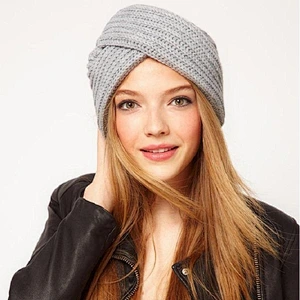 High Quality Vintage Fashion Winter Warm Soft Knit hat Beanie Cross  knit hat Lady knitted warm hat