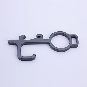 Custom Multi-functions Beer bottle opener  door opener hook keychain hygiene keychain key no touch door opener