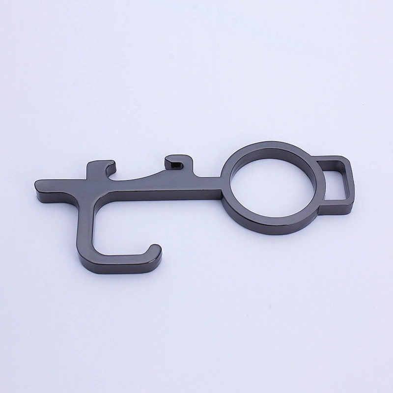 Custom Multi-functions Beer bottle opener  door opener hook keychain hygiene keychain key no touch door opener